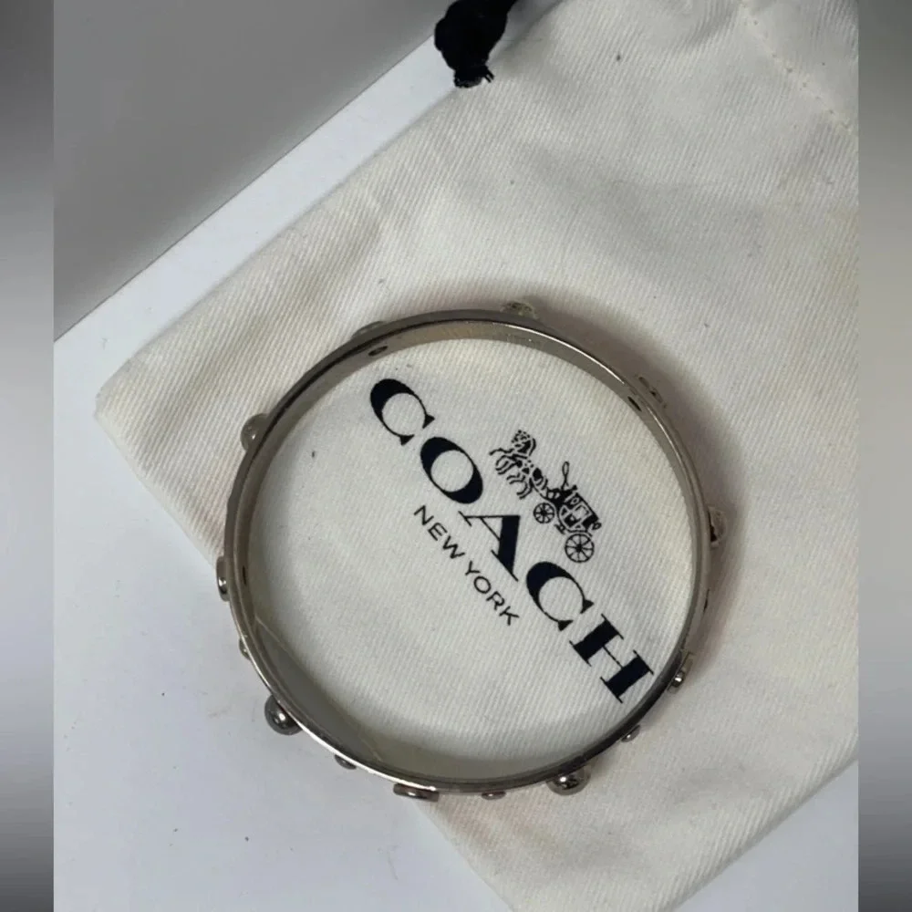 COACH Vintage Y2K Coral Studded Metal Bangle Bracelet